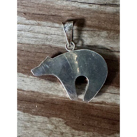 Native American Sterling Silver Bear Pendant 14.12g - Picture 6 of 8